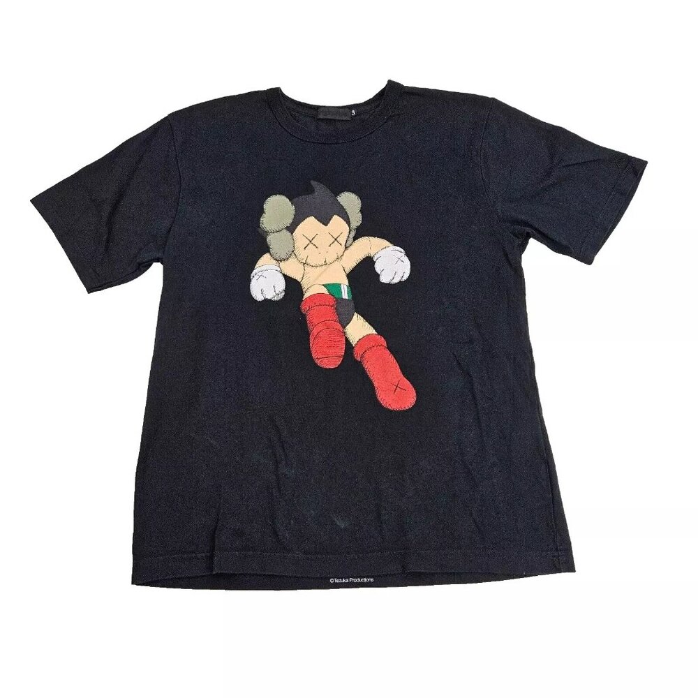 OriginaFake Kaws Tezuka Productions Astro Boy Black Tee Shirt 3 Original Fake